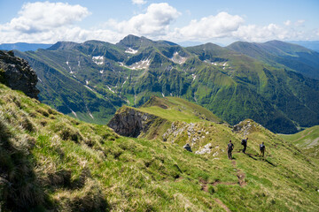Hiking in the mountains. 