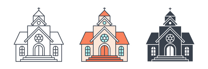 Church building icon symbol vector illustration isolated on white background