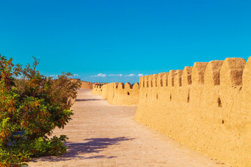 The city walls of the ancient city of Khiva.