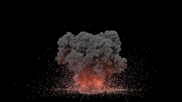 Munition Explosions on Transparent Background