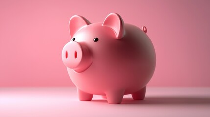 Obraz premium A 3D piggy bank with floating currency symbols, symbolizing savings and investments,