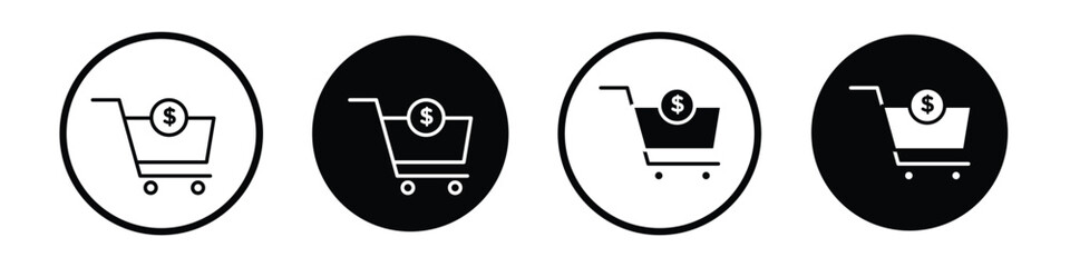 Purchase order vector icon set black filled and outlined style.