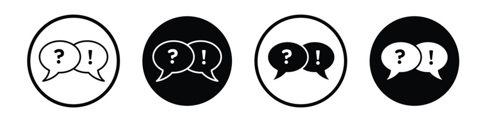 QNA vector icon set black filled and outlined style.