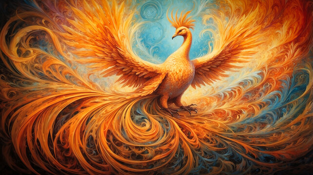 A stylized majestic Phoenix bird