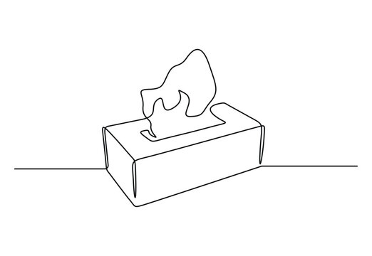 recommend clip art: Tissue box icon. Continuous single line art tissue box vector illustration