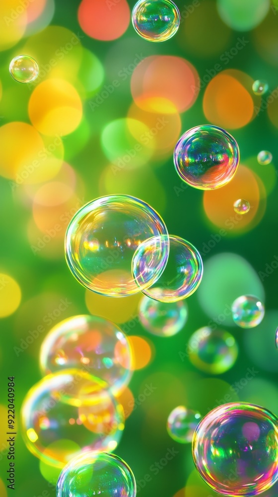 Canvas Prints Many soap bubbles floating in front of colorful bokeh background