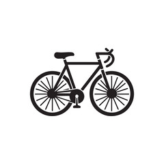 simple black and white bicycle vector silhouette.