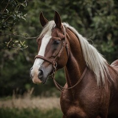 Obraz premium portrait of a horse, brown horse, horse rider,