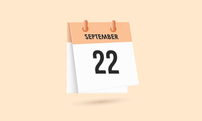 September 22 - calendar and Time planner. Daily Calendar Icon reminder. Vector Illustration.