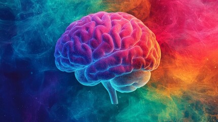 Multicolored Geometric Brain Showcasing Neural Complexity