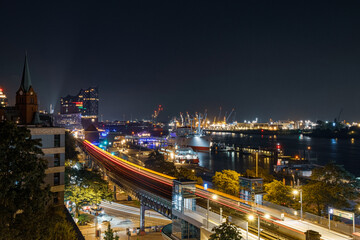 Fototapeta premium night view of the city in Northern Germany. Hamburg at night 