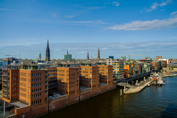 Fototapeta premium The view of the streets of Hamburg during the summer time in July
