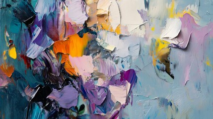 Oil painting abstract texture showing colorful brushstrokes