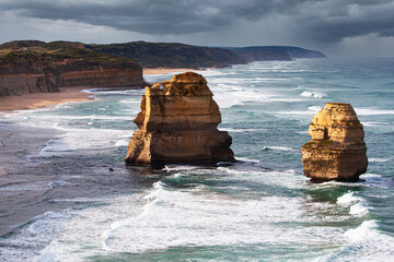Sea stacks in Port Campbell National Park, Australia.