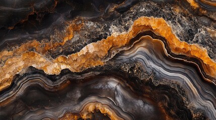 Obraz premium Black and golden marble texture creating abstract pattern
