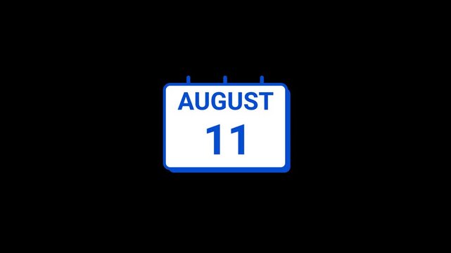 11 August calendar icon Animation