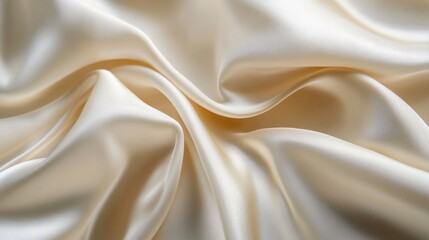 Obraz premium White fabric drapes with sunlight creating soft shadows and highlights on its delicate texture. The backdrop features a soft beige gradient, enhancing depth