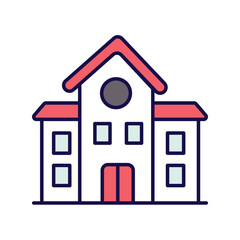school color line icon with white background vector stock illustration