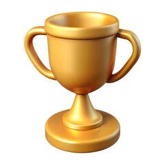 Gold trophy with two handles on a white background
