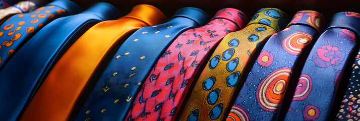 Colorful tie collection in the men's shop