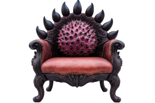 Unique chair design featuring spiky accents and a plush cushion, perfect for bold and eclectic interior decor.
