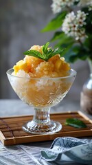 Shaved Ice with Fresh Mango. AI generated illustration