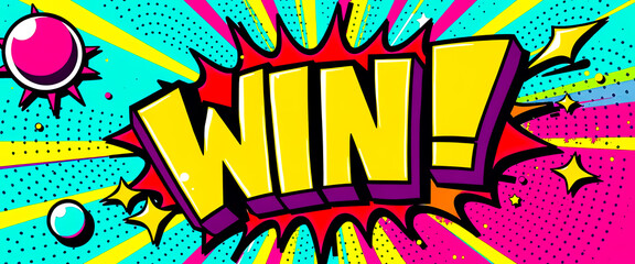Fototapeta premium Colorful Comic Book Win Illustration