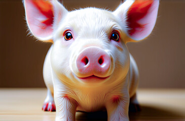 cute pig smiling looking at camera