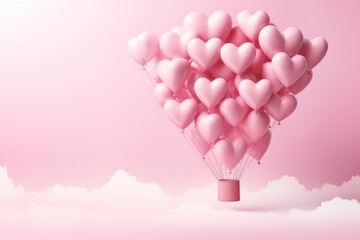 Balloon heart pink pink background.