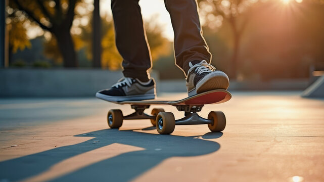 Skateboarding at sunset