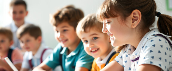 Fototapeta premium Happy school children