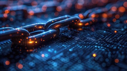 Blockchain Technology Integration: Conceptual image showing blockchain technology integrated with various industries like finance, healthcare, and logistics