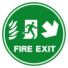 Fire Exit Arrow Right Down Symbol Sign, Vector Illustration, Isolate On White Background Label. EPS10