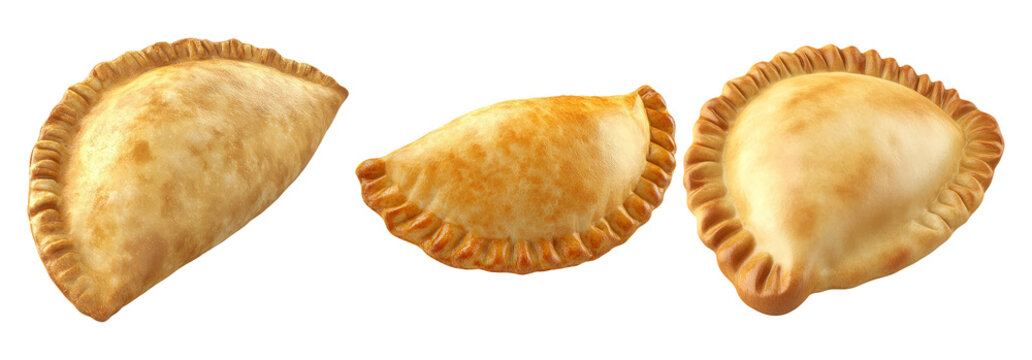 Fried empanada pastry set isolated on transparent background