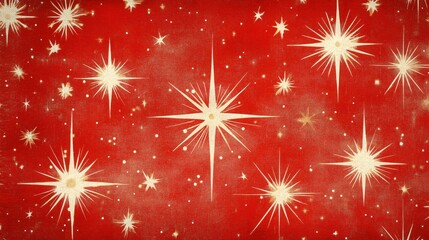 Vintage 1950s Red Christmas Starburst Pattern