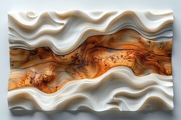 A wooden sculpture with a white background