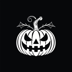 Halloween pumpkin vector art silhouette design template style black and white