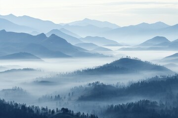 Obraz premium Foggy landscape mountain outdoors nature.