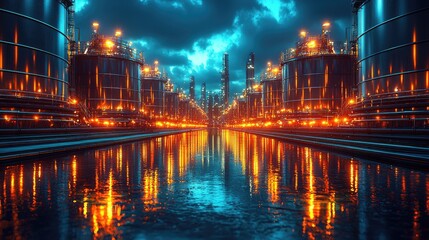 Fototapeta premium Storing Green Biogas in Anaerobic Digestion Tanks for Carbon-Neutral Power Generation. Concept Anaerobic Digestion, Green Biogas, Power Generation, Carbon-Neutral, Storage Tanks