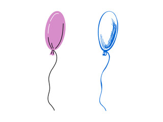 Hand- drawn sketch and flat style balloon isolated on white background. Template for postcard, banner, poster, web design. Back to School.