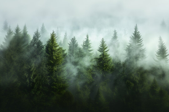 foret envahi par la brume