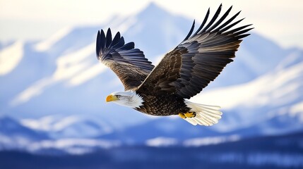 Obraz premium a bald eagle flying in the sky