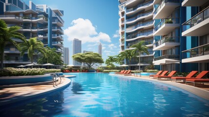 pool at night in hotel