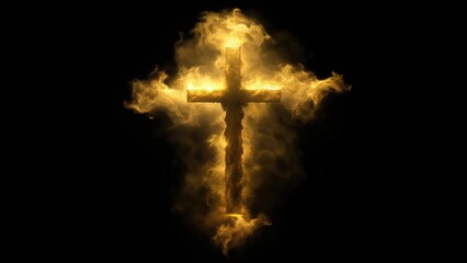 Golden Cross Emerging from a Dust Cloud