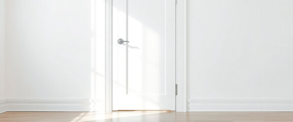 White Door with Sunlight Shining Through