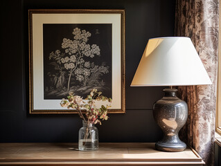 Artwork in a frame in the English countryside style, art and home decor idea