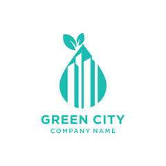 Green city logo design vector with modern unique style