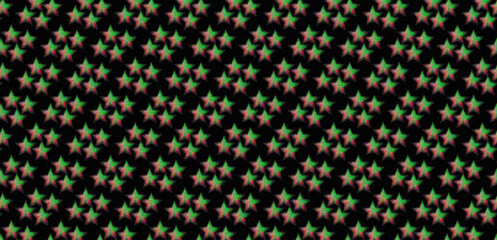Seamless Repeatable Abstract Pattern of Green Stars on Black Background