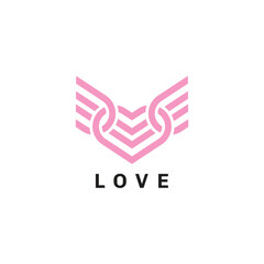 Love logo design vector with wing  modern unique style