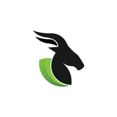 Goat logo design vector with leaf concept  modern unique style